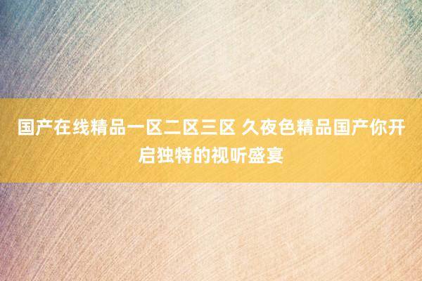 国产在线精品一区二区三区 久夜色精品国产你开启独特的视听盛宴